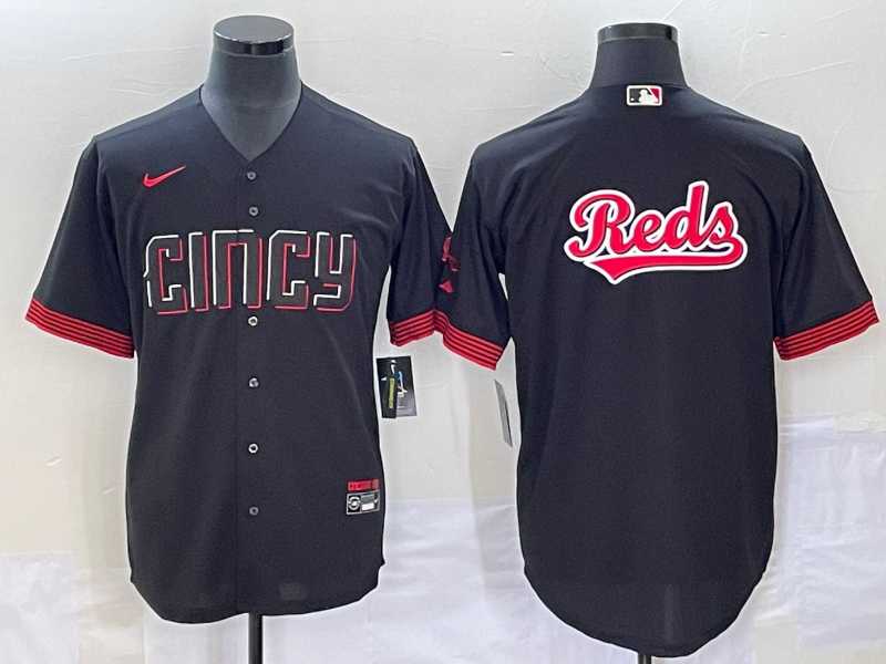Mens Cincinnati Reds Big Logo Black 2023 City Connect Cool Base Stitched Jerseys
